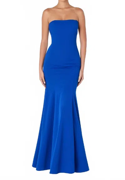 Ladivine Lace-up Strapless Long Prom Dress In Royal In Blue