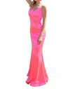 Ladivine Neon Formal Dress In Neon Fuchsia In Pink