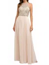 Ladivine Open-back Beaded Bodice Formal Dress In White In Neutral