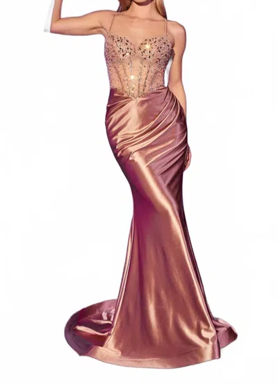 Ladivine Ravishing Sweetheart Neckline Mermaid Maxi Dress In Rose Gold In Multi