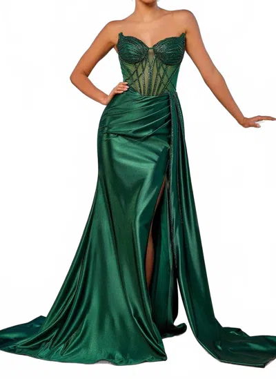 Ladivine Ravishing V-neck Maxi Dress In Emerald In Green