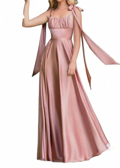 Ladivine Ruched Scoop Prom Dress In Dusty Rose In Pink