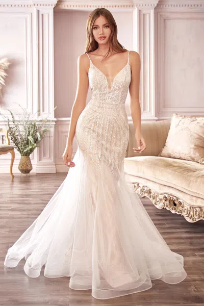 Ladivine S401 Long Beaded Mermaid Wedding Dress In White