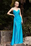 Ladivine S410 Fitted Long Formal Beaded Evening Prom Dress In Animal Print
