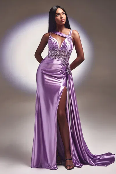 Ladivine S415 Prom Long Fitted Evening Gown In Purple