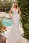 Ladivine S432w Long Corset Lace Mermaid Wedding Dress In White