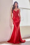 Ladivine S450 Fitted Prom Long Formal Dress In Red