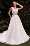 Ladivine S511w A Line Lace Applique Wedding Dress In White