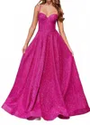 Ladivine Sleeveless Corset A-line Gown In Pink In Brown