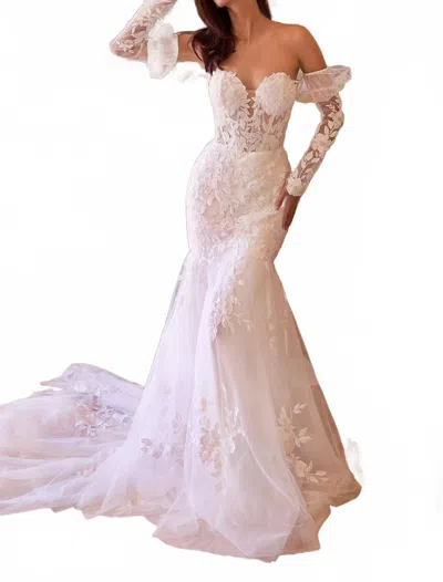 Ladivine Strapless Glove Mermaid Bridal Gown In Off White