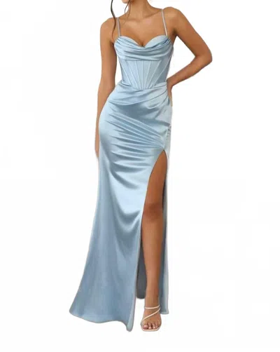 Ladivine Sweetheart Satin Bridesmaid Dress In Baby Blue