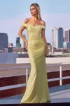 Ladivine T402 Fitted Long Formal Evening Prom Dress In Yellow