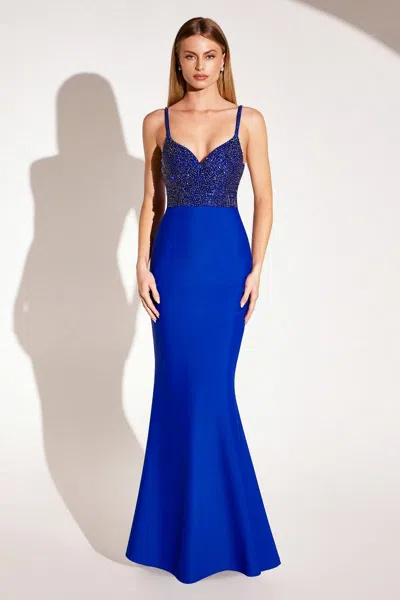 Ladivine T9002 Long Beaded Formal Mermaid Prom Dress In Blue