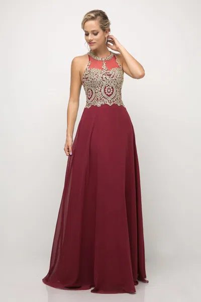 Ladivine Uj0120 Long Prom A Line Beaded Formal Dress In Multi