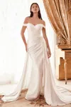 Ladivine Wn315 Long Fitted Overskirt Wedding Dress In White