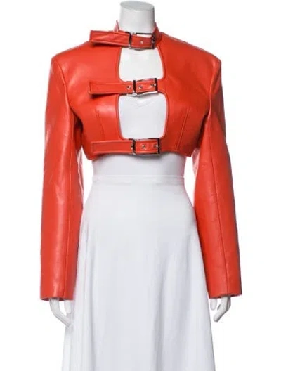 Pre-owned Lado Bokuchava Faux Leather Jacket W/ Tags In Orange