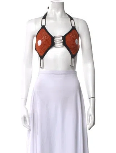 Pre-owned Lado Bokuchava Halterneck Sleeveless Crop Top In White
