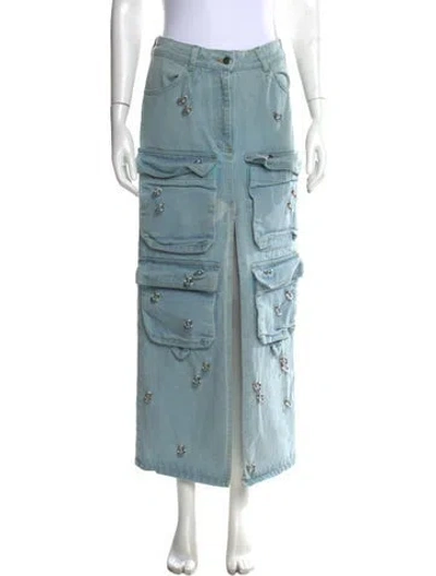 Pre-owned Lado Bokuchava Long Skirt In Blue