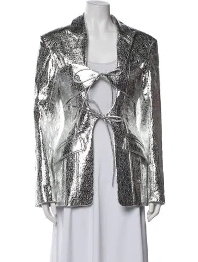 Pre-owned Lado Bokuchava Printed Evening Jacket In Silver