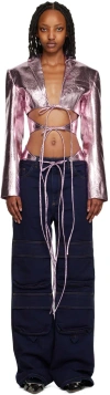Lado Bokuchava Purple Mirror Shibari Faux-leather Blazer In Lilac