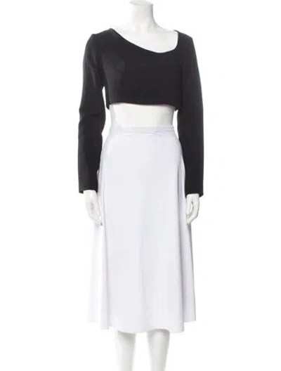 Pre-owned Lado Bokuchava Scoop Neck Long Sleeve Crop Top In Black