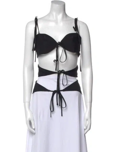 Pre-owned Lado Bokuchava Square Neckline Sleeveless Crop Top In Black