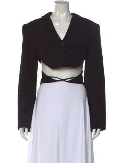 Pre-owned Lado Bokuchava V-neck Long Sleeve Crop Top In Black