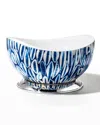 Ladorada 7" Bone Inlay Bowl With Base In Blue Almendro
