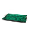 Ladorada Wood, Mother Of Pearl & German Silver Serving Tray In Green