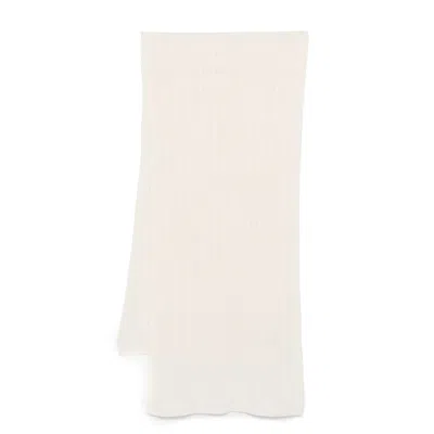 Lady Anne 100% Cashmere Cable Knit Scarf In White