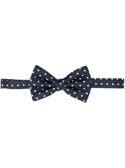 Lady Anne Polka-dot Silk Bow Tie In Blau