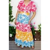 Lady Charm Floral Color Block Maxi Dress In Multicolor