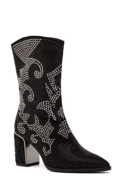 Lady Couture Abigail Rhinestone Western Boot In Black