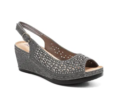 Lady Couture Anita Wedge Sandal In Gray