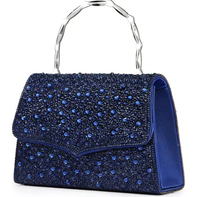 Lady Couture Chic Evening Handbag  With Handle In Navy