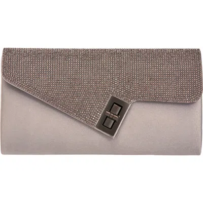 Lady Couture Chic Rhinestone & Satin Envelope Clutch In Gray