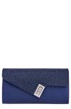 Lady Couture Chic Rhinestone & Satin Envelope Clutch In Navy