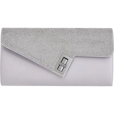 Lady Couture Chic Rhinestone & Satin Envelope Clutch In Silver