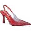 Lady Couture Clear Rhinestone Slingback Pump In Red
