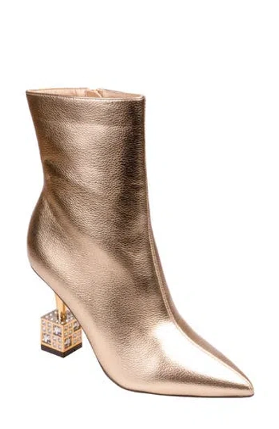 Lady Couture Crown Pointed Toe Bootie In Gold