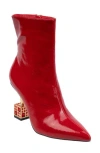 Lady Couture Crown Pointed Toe Bootie In Red