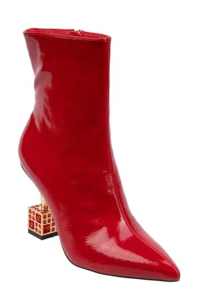 Lady Couture Crown Pointed Toe Bootie In Red