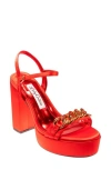 Lady Couture Women's Dance Rhinestone Chain Platform Sandals In Red