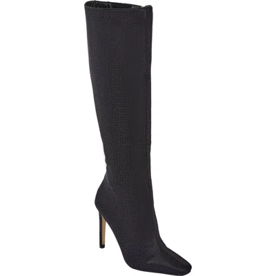 Lady Couture Diamond Rhinestone Pointed Toe Boot In Black