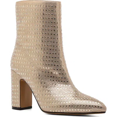Lady Couture Diva Rhinestone Ankle Boot In Gold