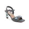 Lady Couture Double Jewel Heel Slingback With Large Stones Oornament Sandal In Blue