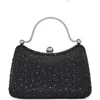 Lady Couture Double Metal Handles Dazzling Evening Handbag In Black