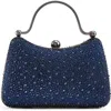 Lady Couture Double Metal Handles Dazzling Evening Handbag In Navy
