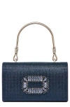 Lady Couture Elegant Rhinestone Satin Evening Bag In Navy