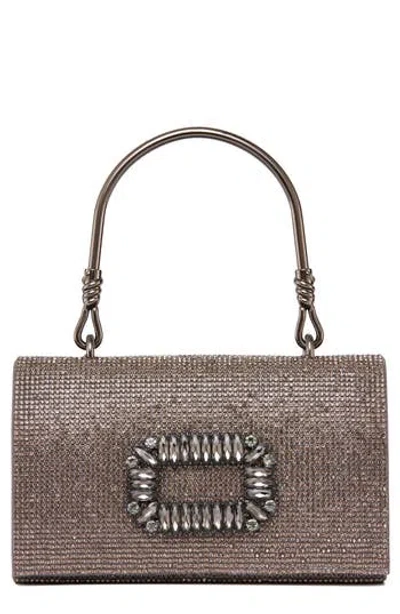 Lady Couture Elegant Rhinestone Satin Evening Bag In Pewter